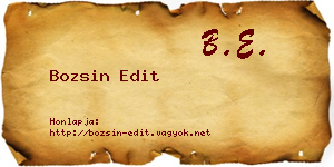 Bozsin Edit névjegykártya